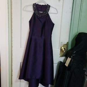 Purple halter hi low dress